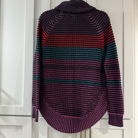Krimson Klover Merino Wool Turtleneck Sweater Purple Multi Stripe Women’s Size M - Picture 5 of 10